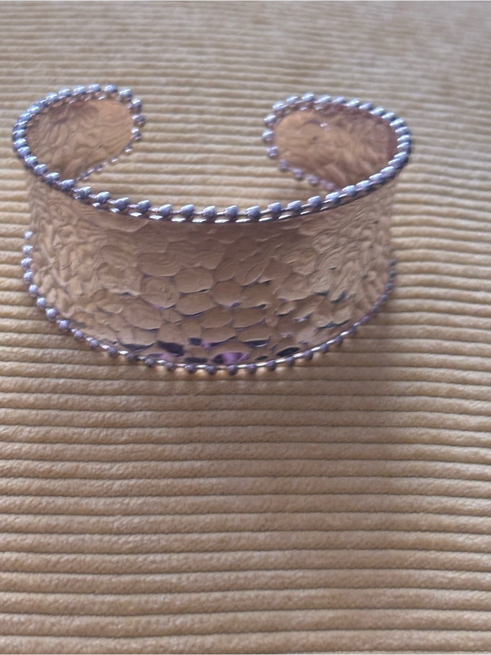 Sterling Silver Textured Cuff Bracelet - Silver